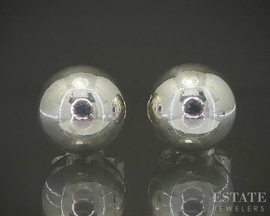 Sterling Tiffany & Co. HardWear 8mm Beaded Ladies Stud Earrings 2.2g p30836