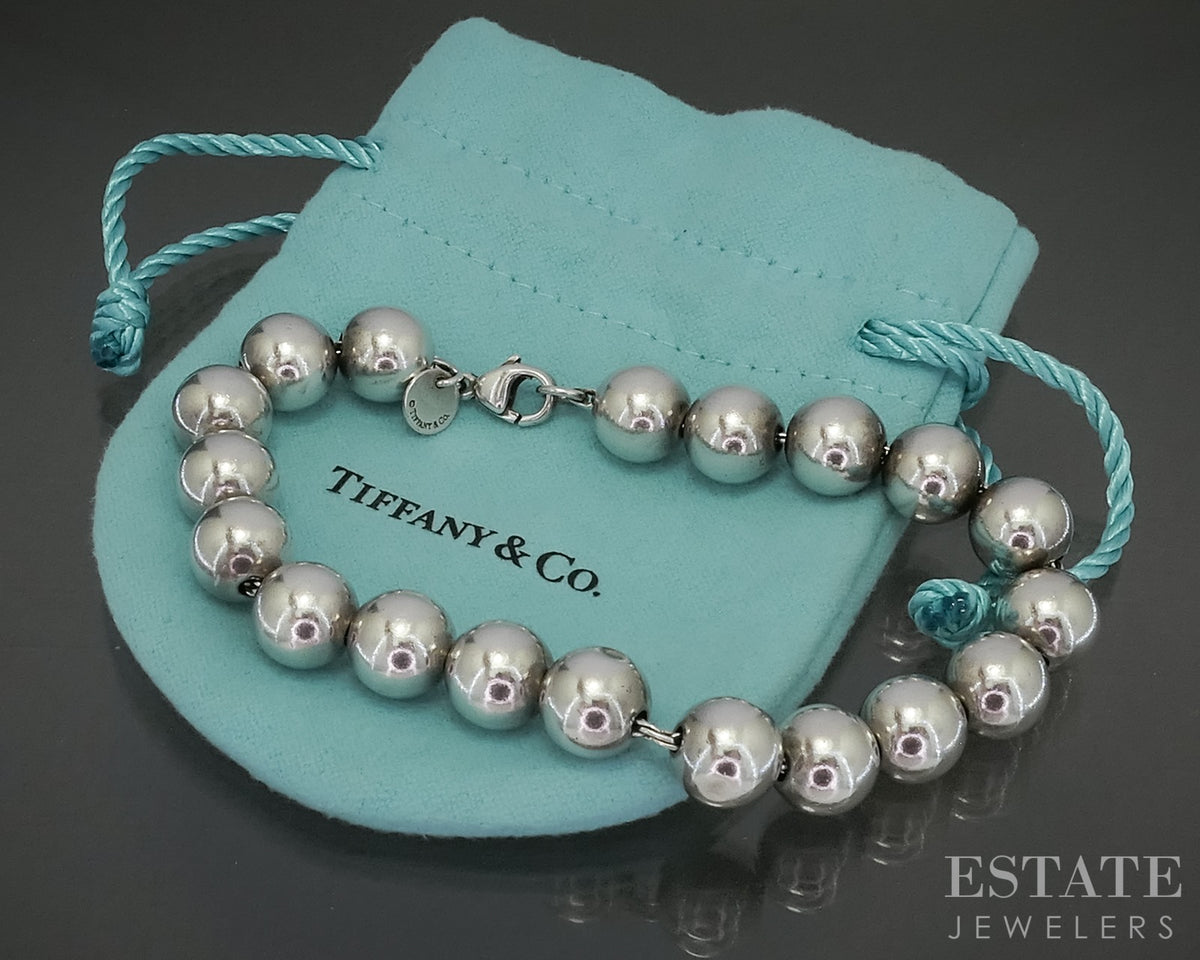 Sterling Tiffany & Co. HardWear 10mm Beaded Ladies Bracelet 20g 8.25"L p30892