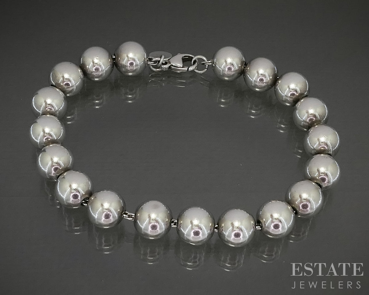 Sterling Tiffany & Co. HardWear 10mm Beaded Ladies Bracelet 20g 8.25"L p30892