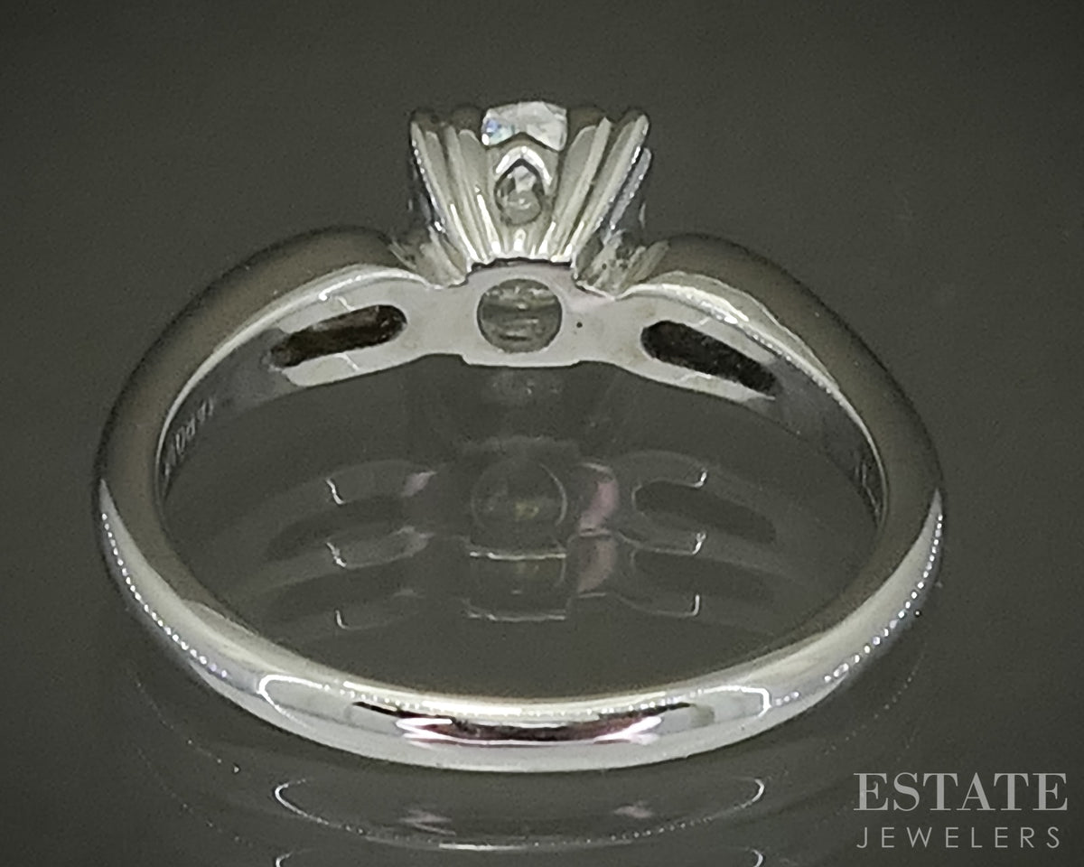 Vintage 14k White Gold European Natural .80ct Diamond Solitaire Ring p30824