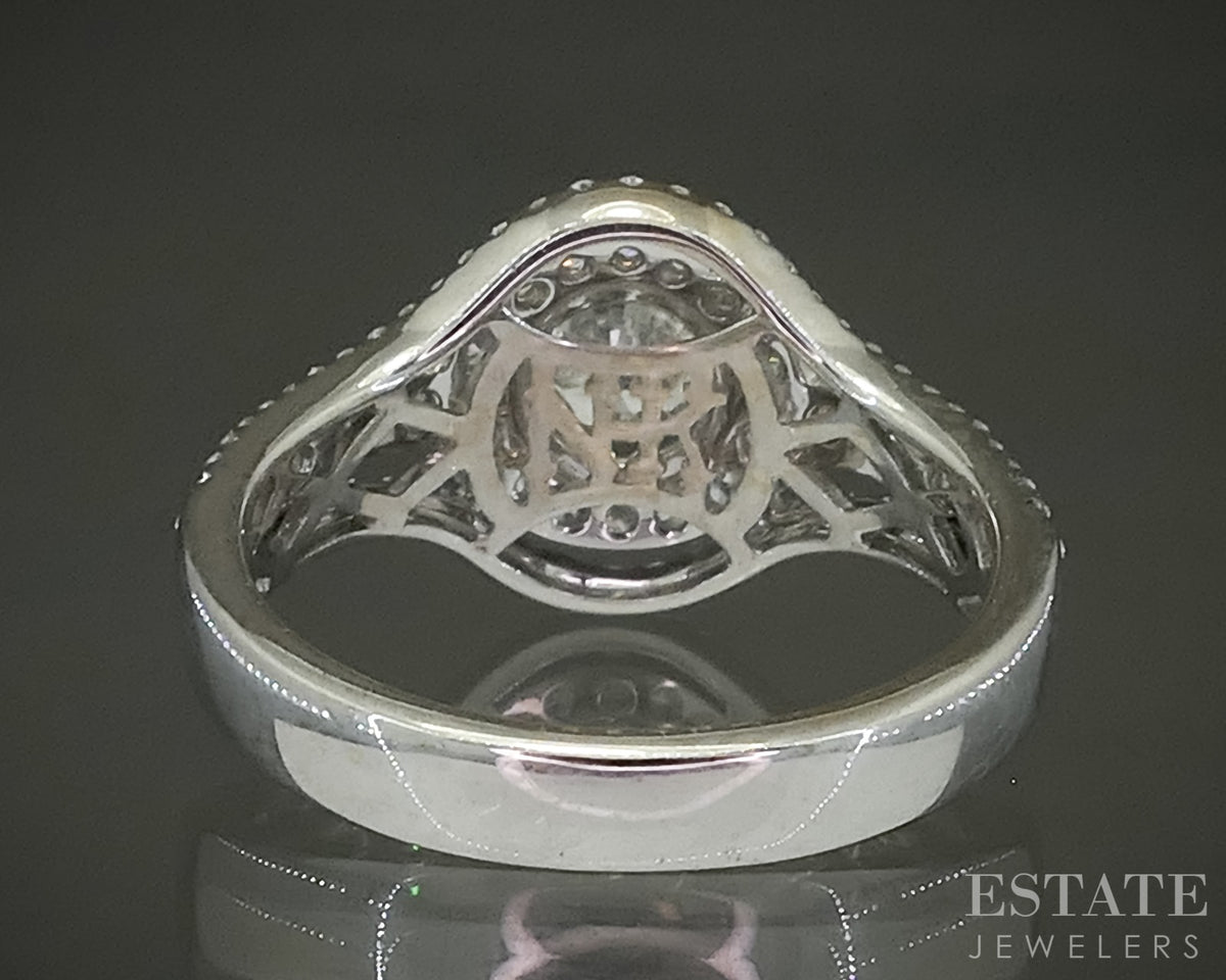 18k White Gold Round Natural 1.97ctw Diamond Halo Engagement Ring 5.4g p31515