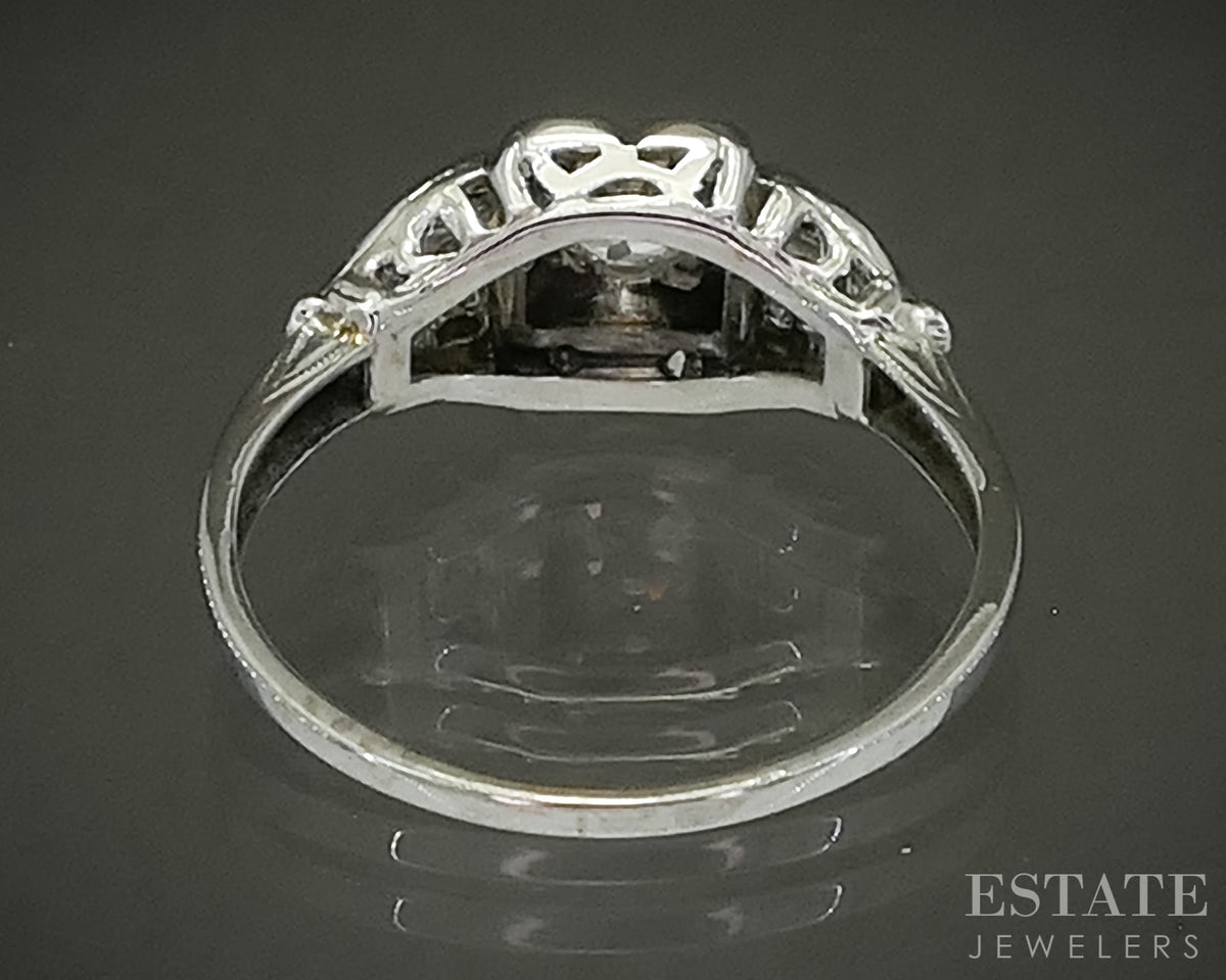 Antique 14k White Gold OEC Natural .35ctw Diamond Engagement Ring 1.9g p31081