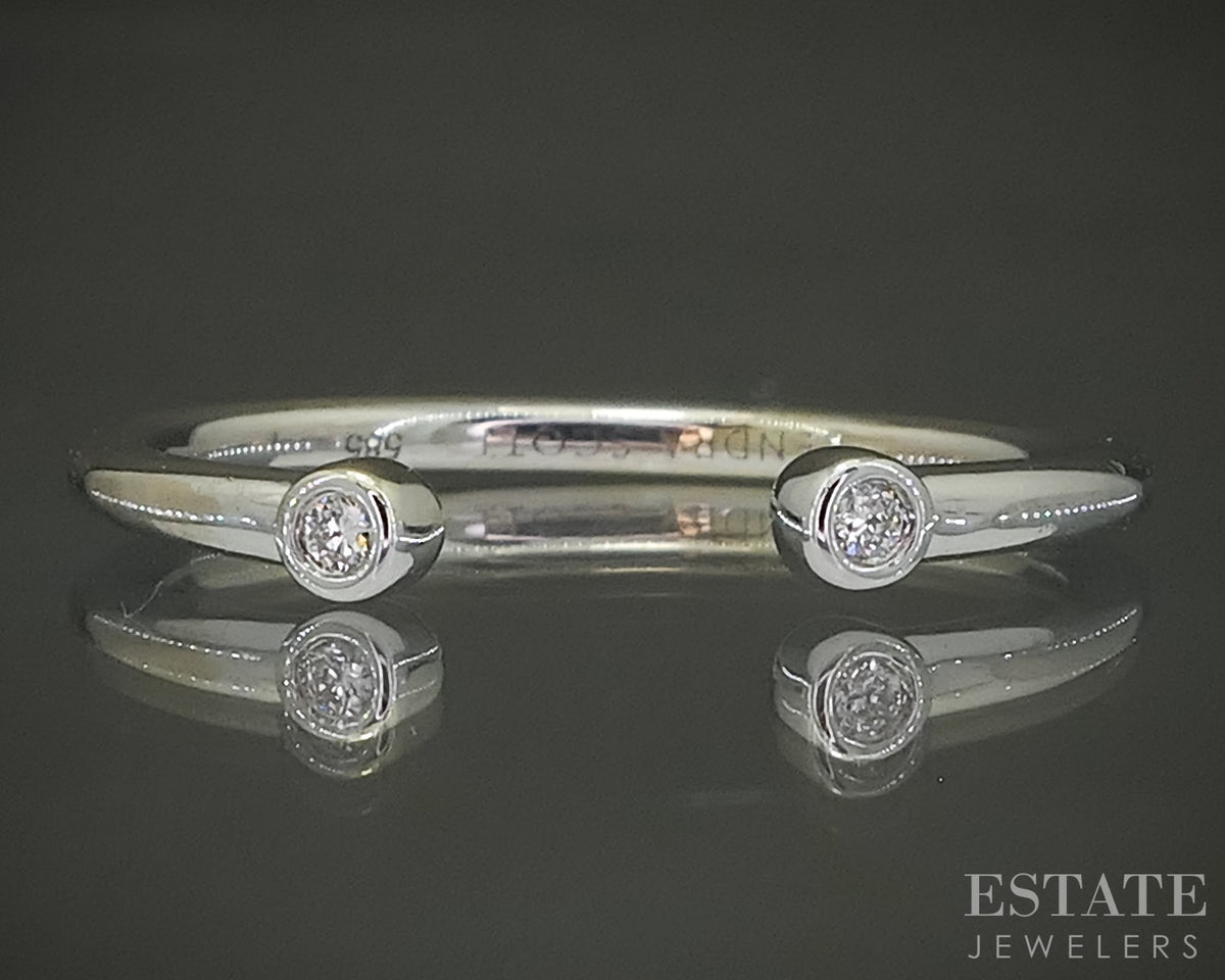 14k White Gold Natural Diamond Kendra Scott "Audrey" Open End Band Ring p31459