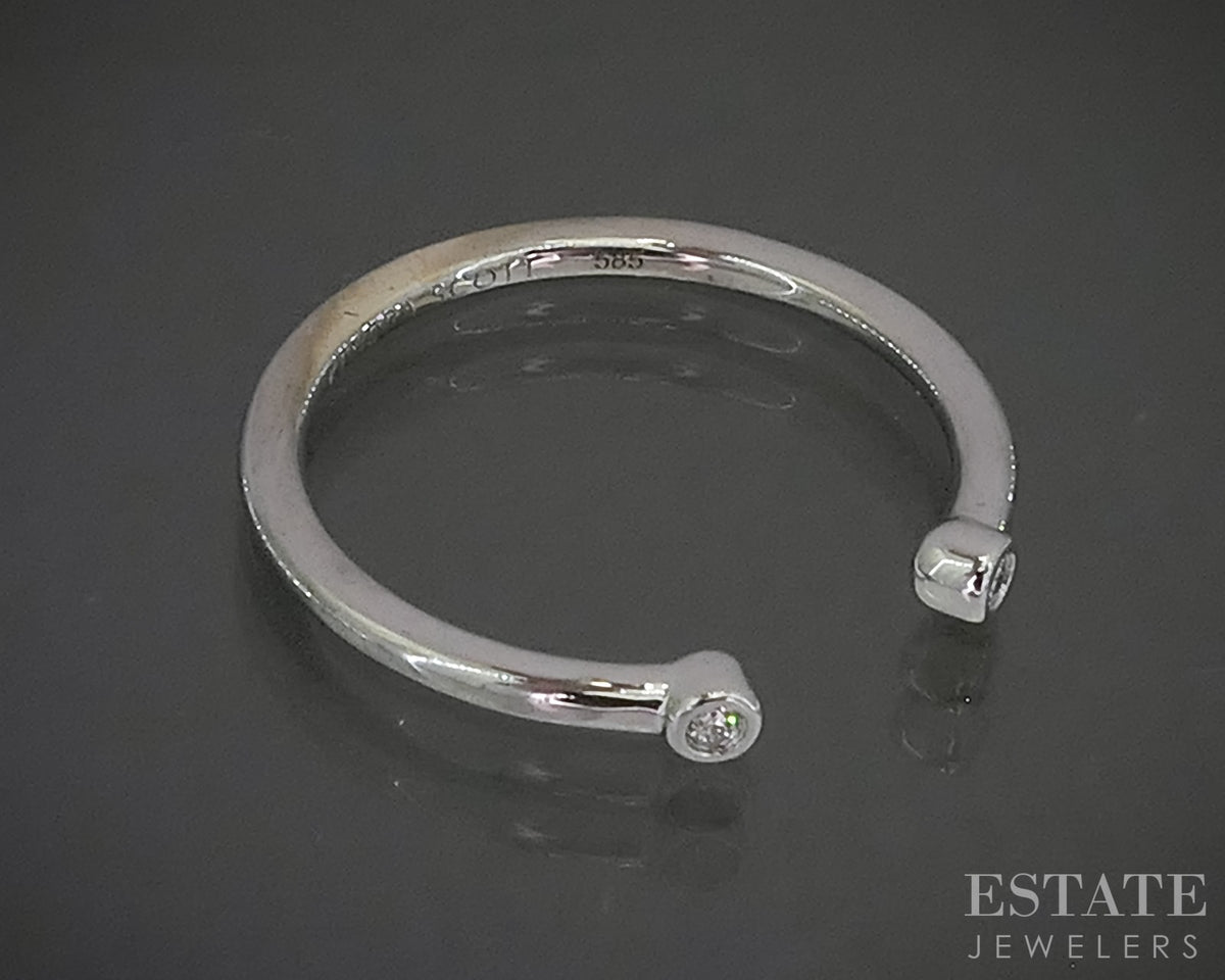 14k White Gold Natural Diamond Kendra Scott "Audrey" Open End Band Ring p31459