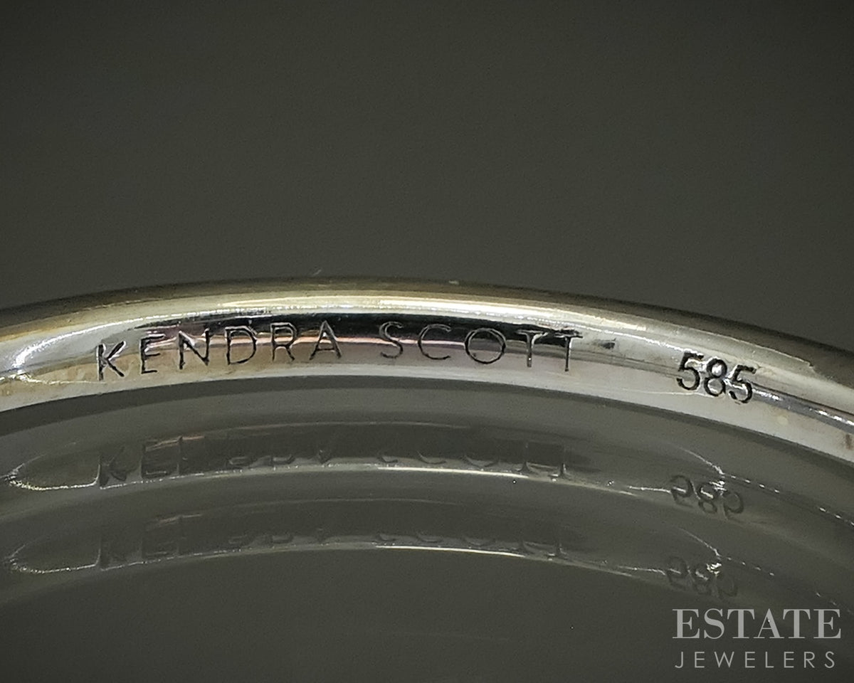 14k White Gold Natural Diamond Kendra Scott "Audrey" Open End Band Ring p31459