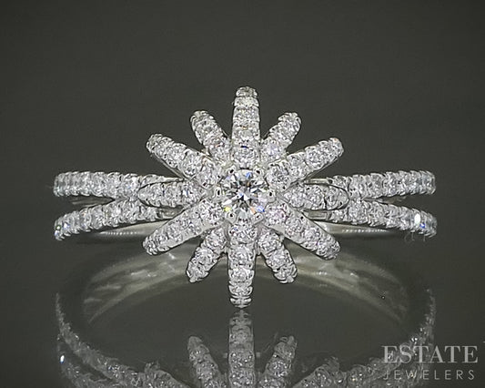 18k White Gold David Yurman Natural Diamond Starburst Ring 4.5g p30852
