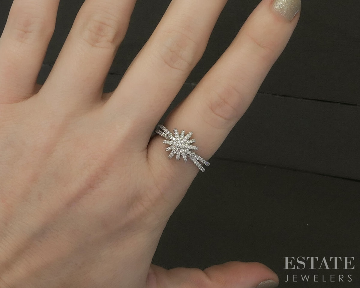 18k White Gold David Yurman Natural Diamond Starburst Ring 4.5g p30852