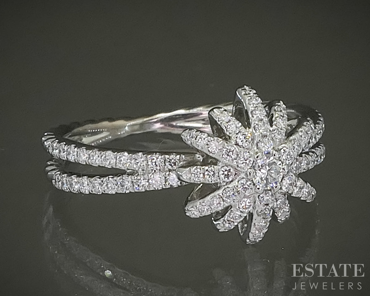 18k White Gold David Yurman Natural Diamond Starburst Ring 4.5g p30852