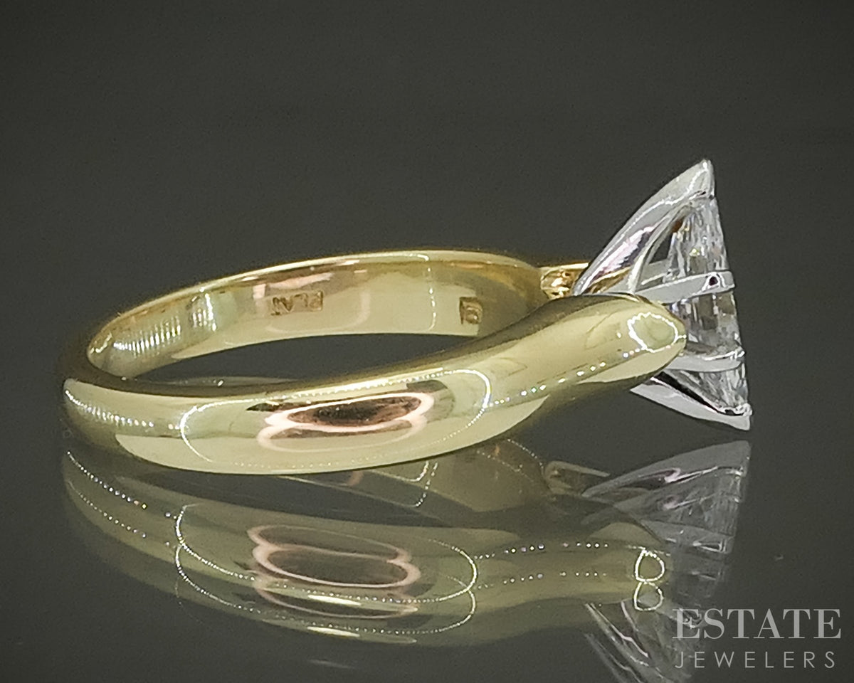 18k & Platinum Marquise GIA Natural .74ct Diamond Solitaire Ring p31497