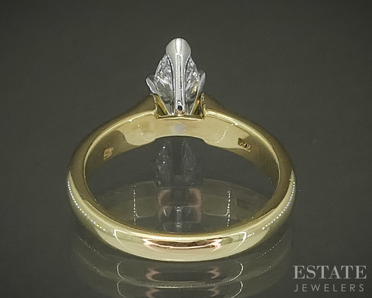 18k & Platinum Marquise GIA Natural .74ct Diamond Solitaire Ring p31497