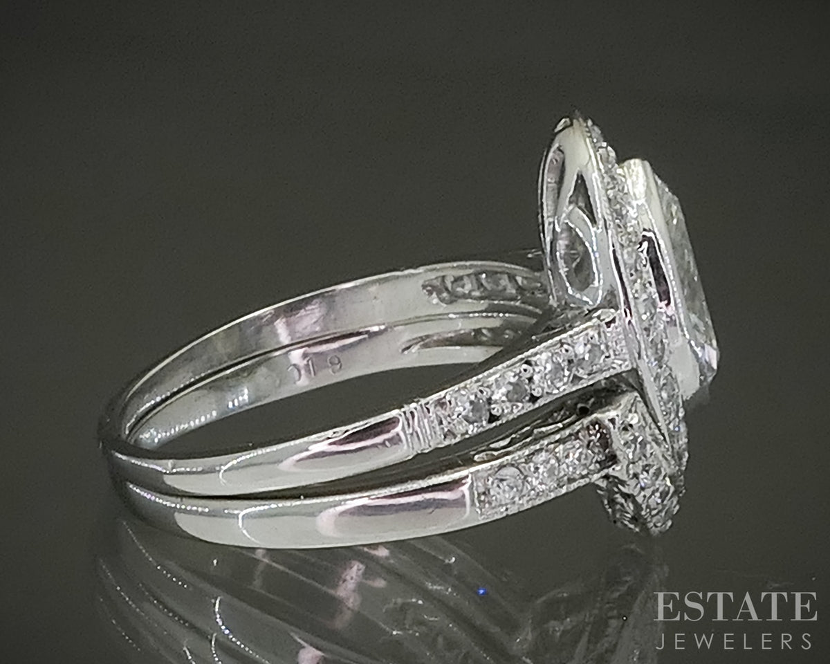 Antique Art Deco Platinum Marquise Natural 1.28ctw Diamond Wedding Set 5g p31503