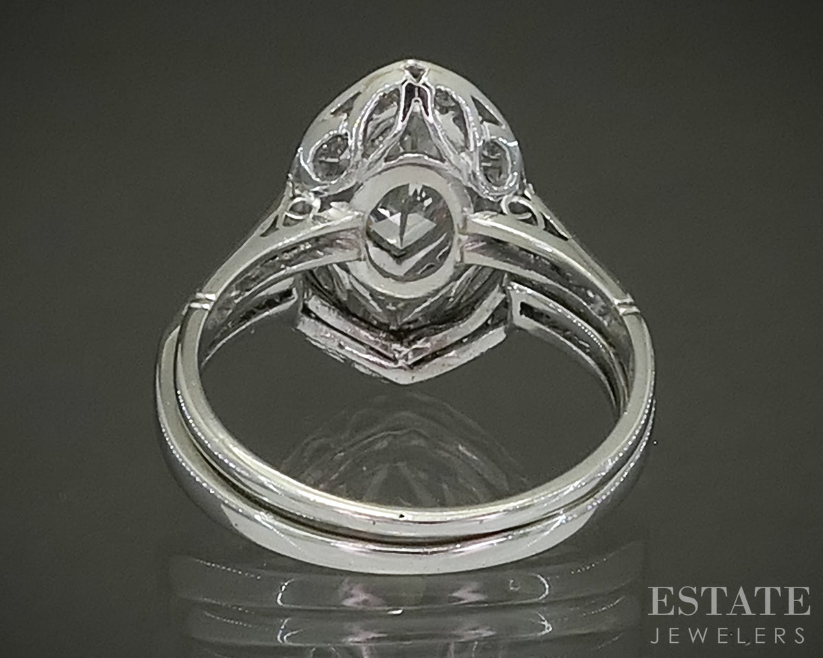 Antique Art Deco Platinum Marquise Natural 1.28ctw Diamond Wedding Set 5g p31503