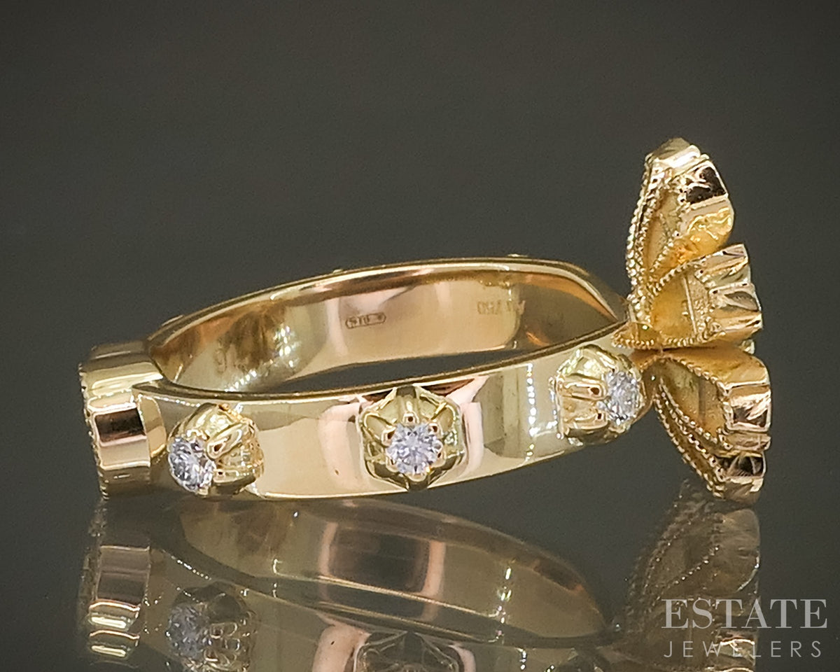 18k Yellow Gold Gucci Flora Natural .60ctw Diamond Cocktail Ring 7.5g p30867