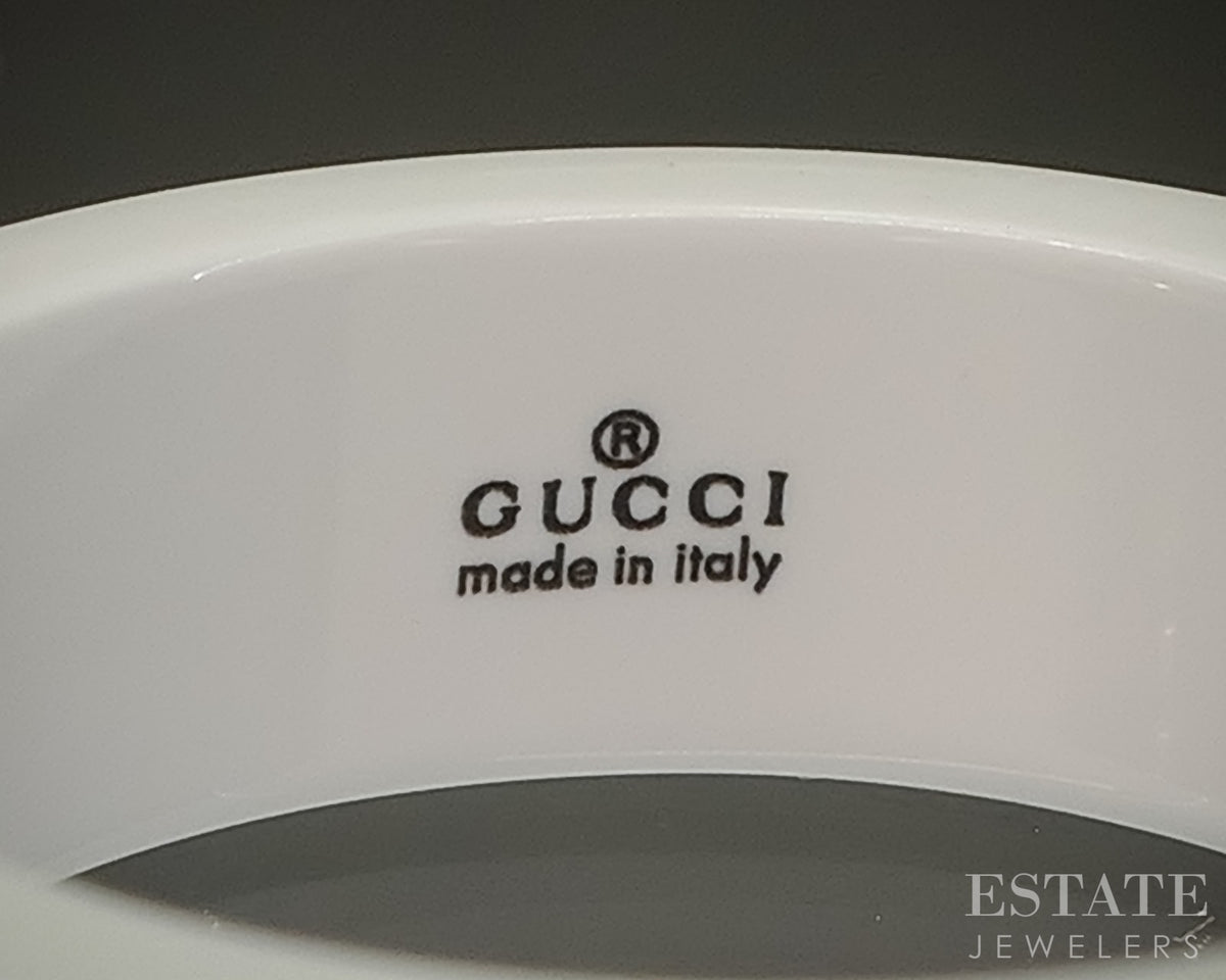 18k Yellow Gold Gucci GUCCI "Icon" GG White Zirconia Band Ring 5.1g p30850