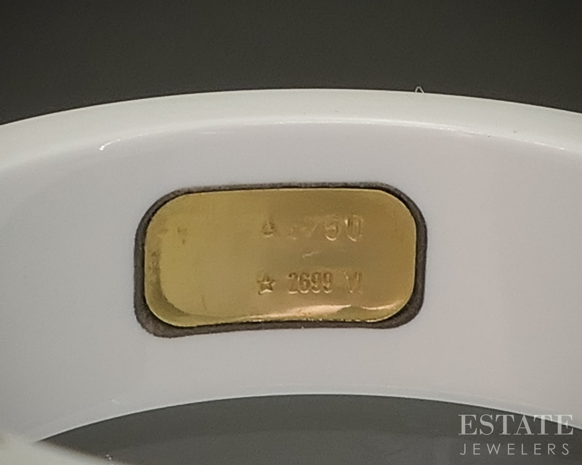18k Yellow Gold Gucci GUCCI "Icon" GG White Zirconia Band Ring 5.1g p30850