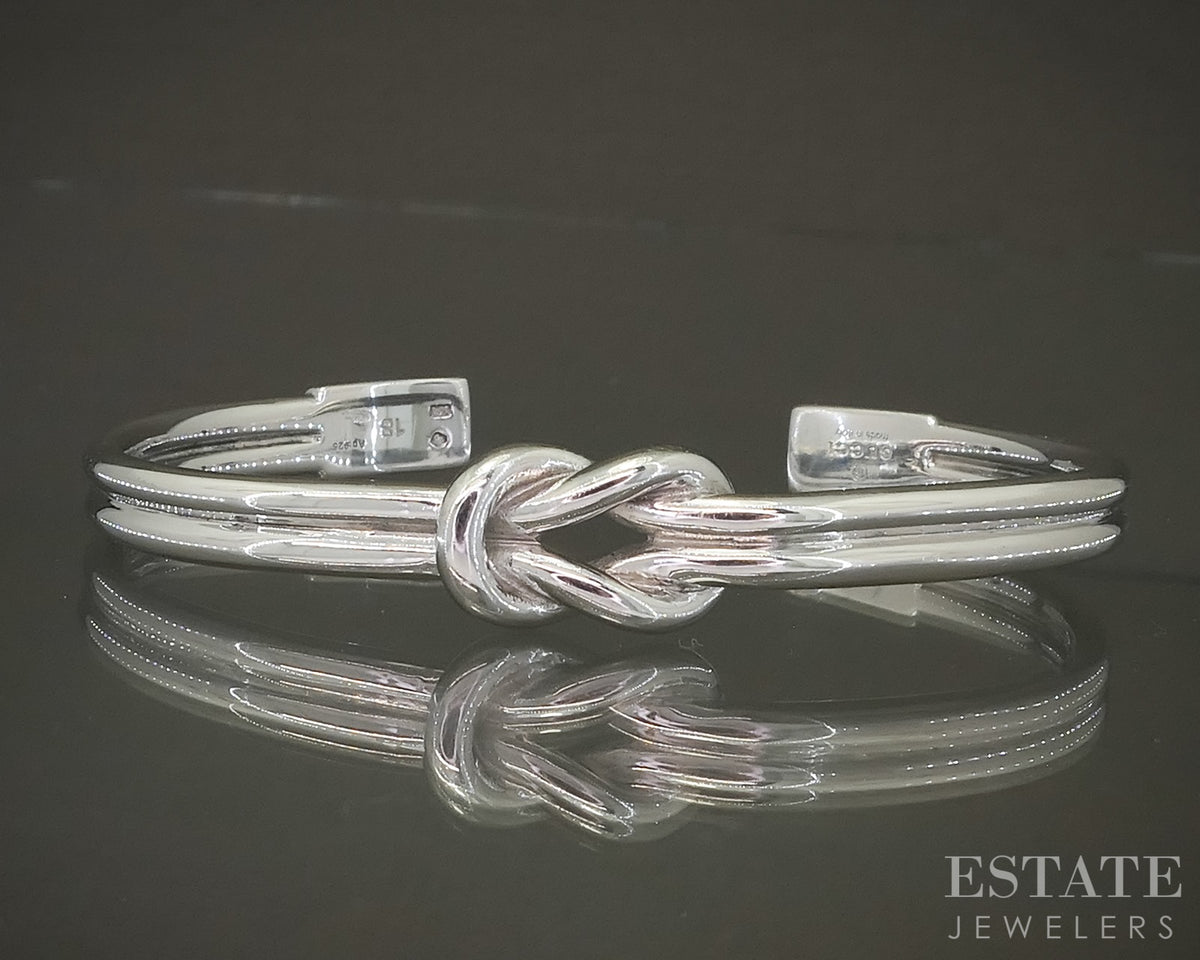 Sterling Silver Gucci Italy Knot Ladies Cuff Bracelet 24.8g p30869