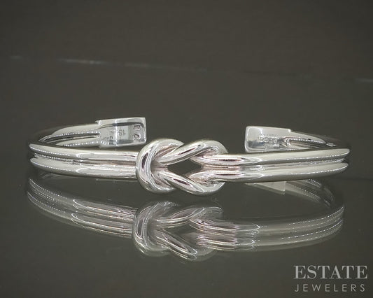 Sterling Silver Gucci Italy Knot Ladies Cuff Bracelet 24.8g p30869