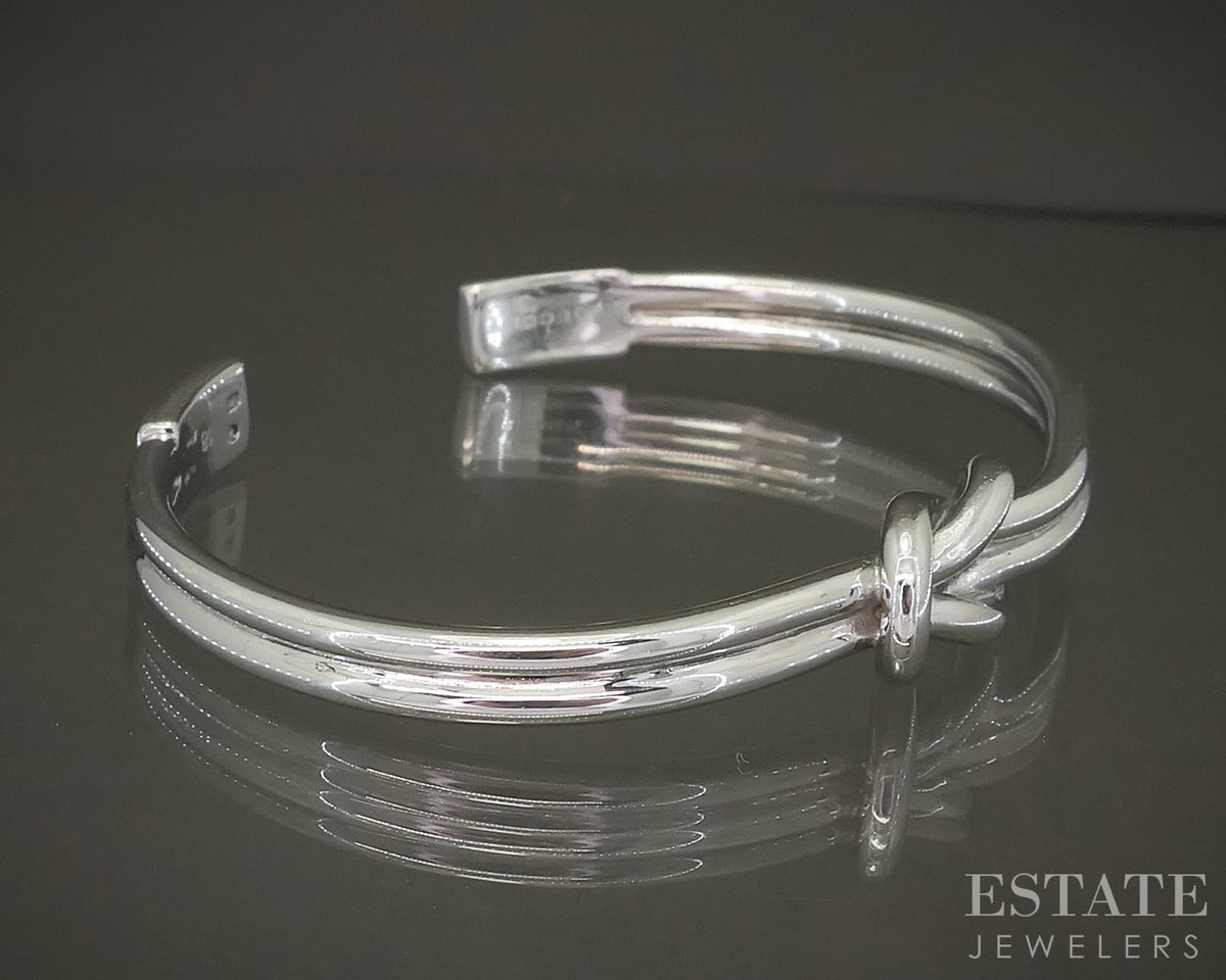 Sterling Silver Gucci Italy Knot Ladies Cuff Bracelet 24.8g p30869
