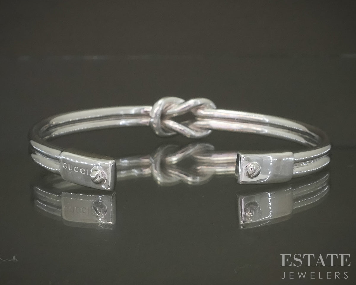 Sterling Silver Gucci Italy Knot Ladies Cuff Bracelet 24.8g p30869