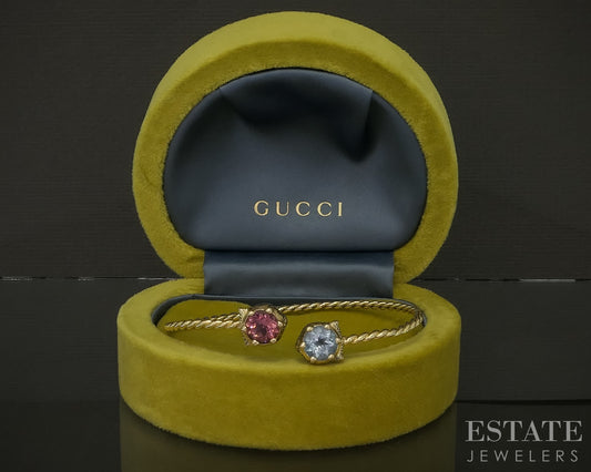 18k Yellow Gold Gucci Le Marché Des Merveilles Feline Head Cuff Bracelet p30866