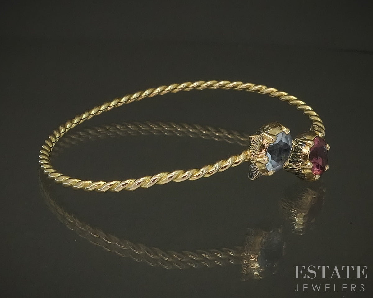 18k Yellow Gold Gucci Le Marché Des Merveilles Feline Head Cuff Bracelet p30866