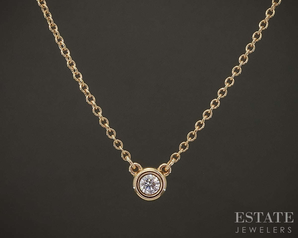 18k Rose Gold Tiffany & Co. Elsa Peretti Diamond By the Yard Necklace p30864