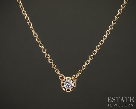 18k Rose Gold Tiffany & Co. Elsa Peretti Diamond By the Yard Necklace p30864