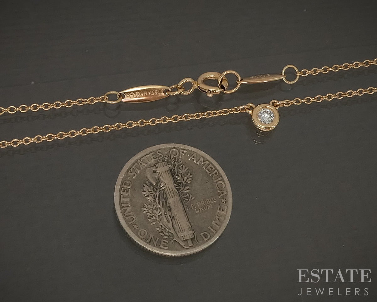 18k Rose Gold Tiffany & Co. Elsa Peretti Diamond By the Yard Necklace p30864