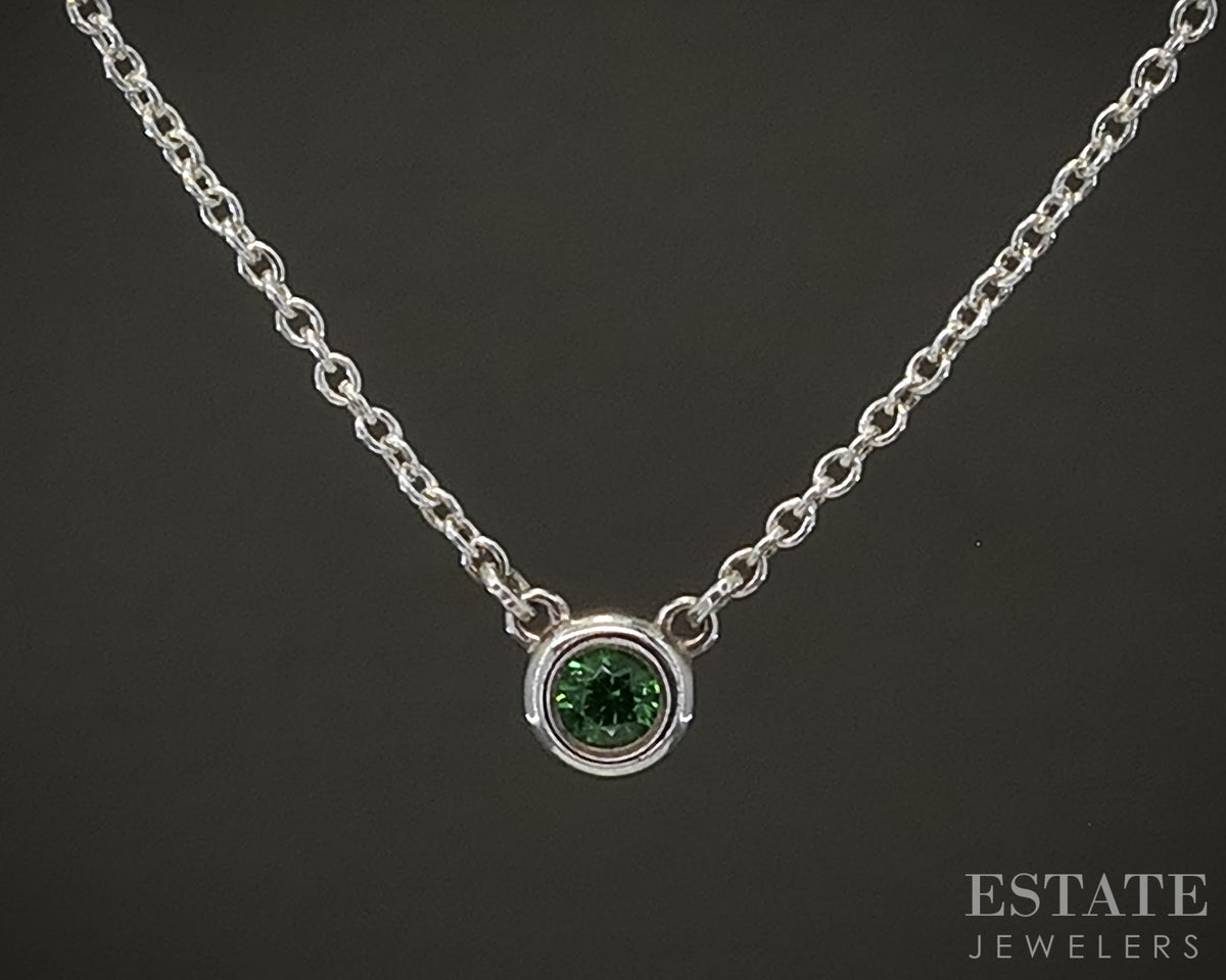 Sterling Tiffany & Co. Elsa Peretti Tsavorite Garnet Necklace 16"L p30855