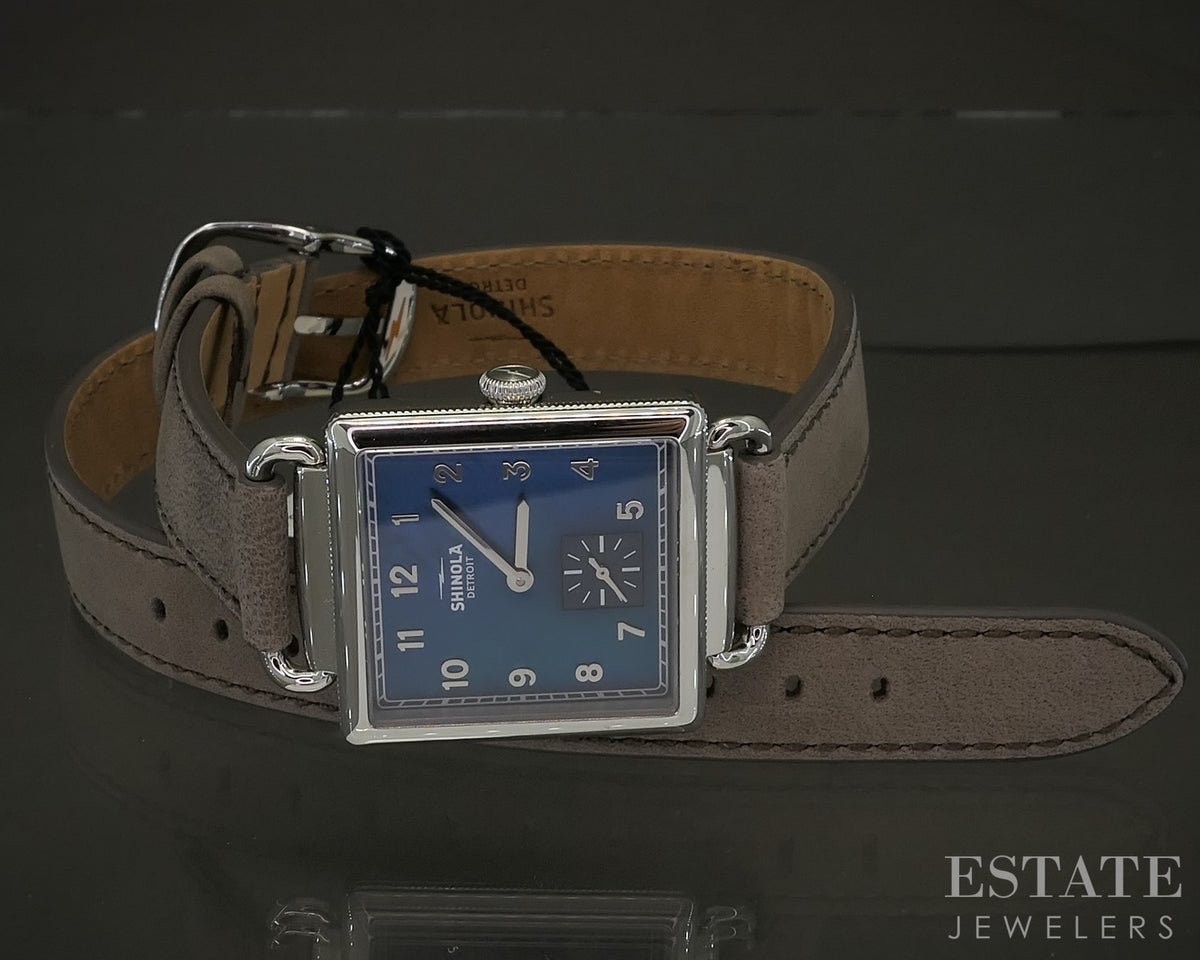 Shinola Cass 28mm Stainless Blue MOP Double Wrap Ladies Watch p30847