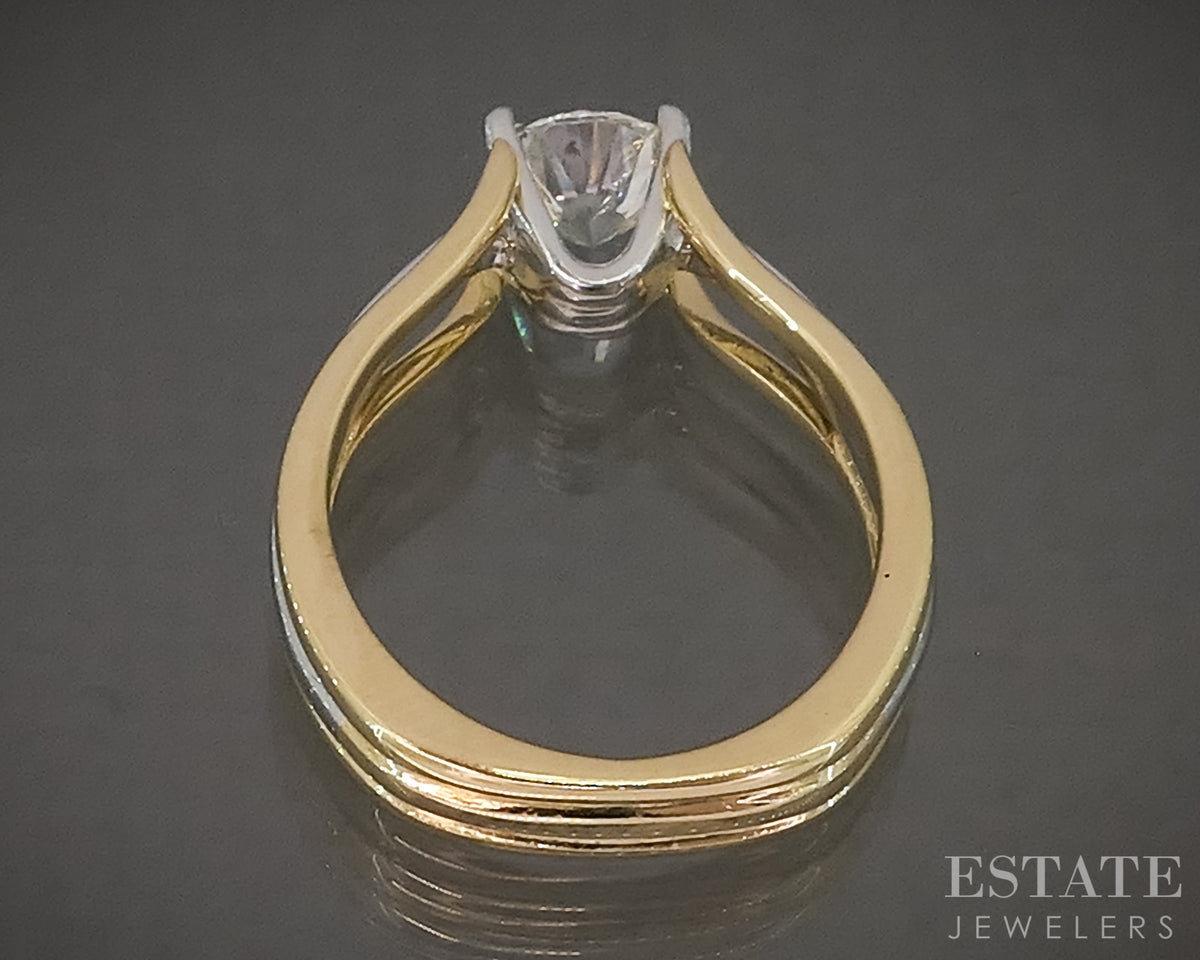 18k & Platinum Round GIA Natural .94ct Diamond Solitaire Engagement Ring p31145