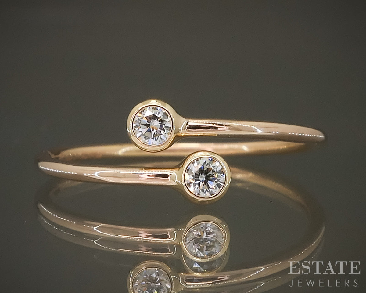 18k Rose Gold Elsa Peretti Tiffany & Co. Diamond Hoop Ladies Ring 1.2g p30860