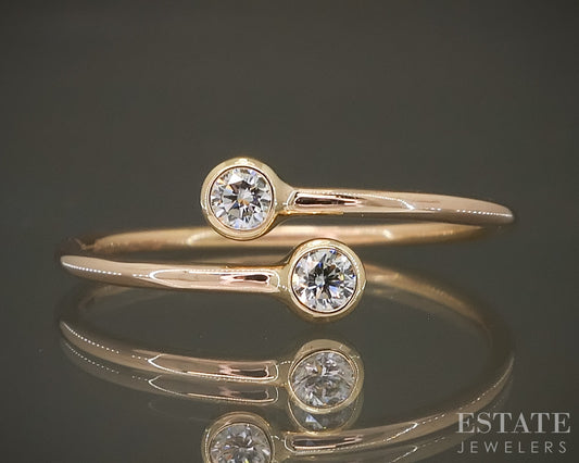 18k Rose Gold Elsa Peretti Tiffany & Co. Diamond Hoop Ladies Ring 1.2g p30860