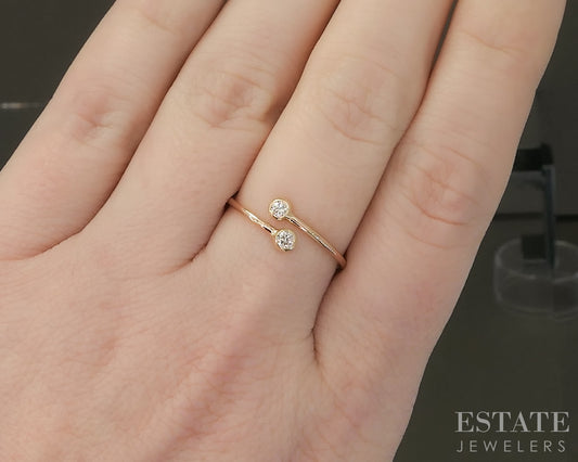 18k Rose Gold Elsa Peretti Tiffany & Co. Diamond Hoop Ladies Ring 1.2g p30860