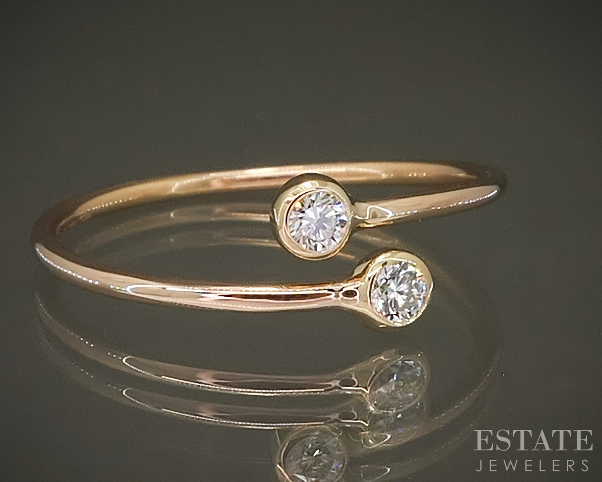 18k Rose Gold Elsa Peretti Tiffany & Co. Diamond Hoop Ladies Ring 1.2g p30860