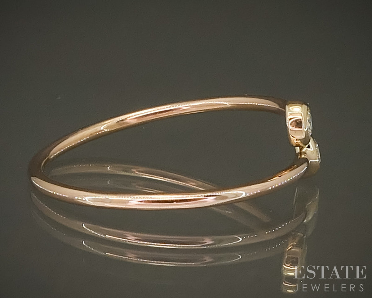 18k Rose Gold Elsa Peretti Tiffany & Co. Diamond Hoop Ladies Ring 1.2g p30860