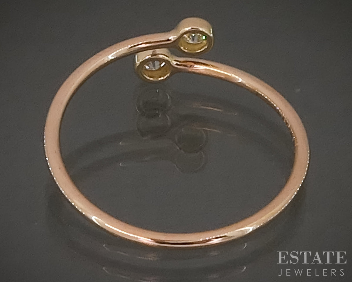18k Rose Gold Elsa Peretti Tiffany & Co. Diamond Hoop Ladies Ring 1.2g p30860