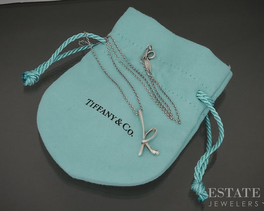 Sterling Silver Tiffany & Co. Twist K Initial Ladies Necklace 2.9g 16"L p30856