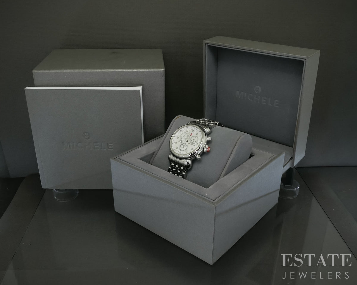 Michele CSX Chronograph MOP Diamond Stainless Ladies Watch p30174