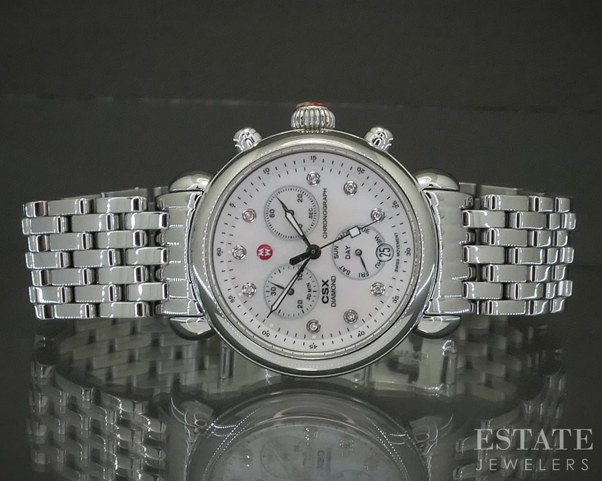 Michele CSX Chronograph MOP Diamond Stainless Ladies Watch p30174
