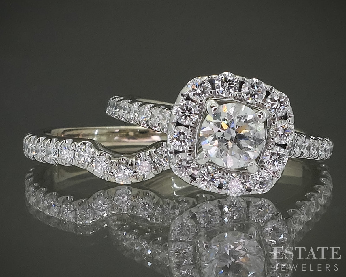 14k White Gold Round Natural 1.05ctw Diamond Neil Lane Wedding Set 6.2g p29688