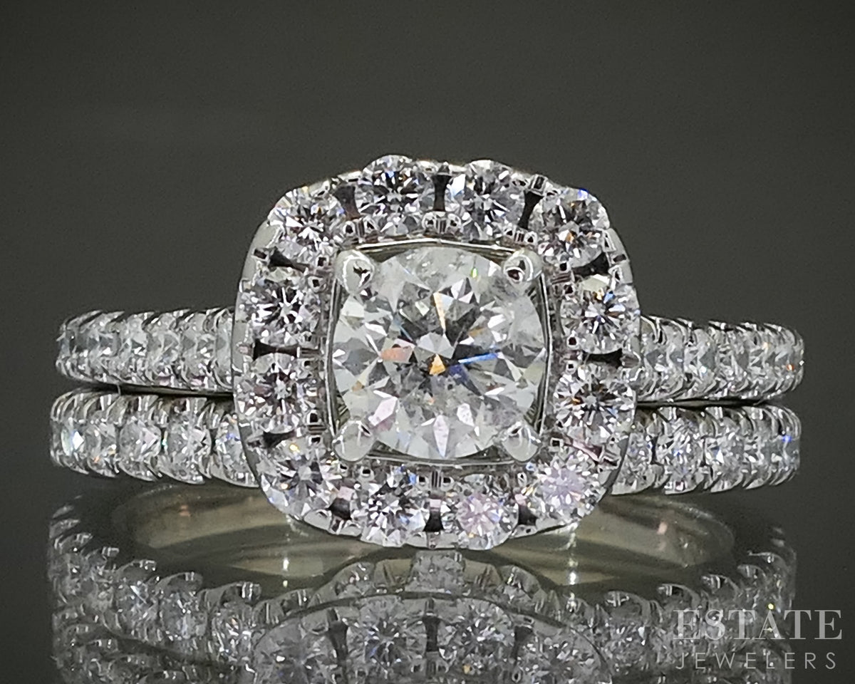 14k White Gold Round Natural 1.05ctw Diamond Neil Lane Wedding Set 6.2g p29688