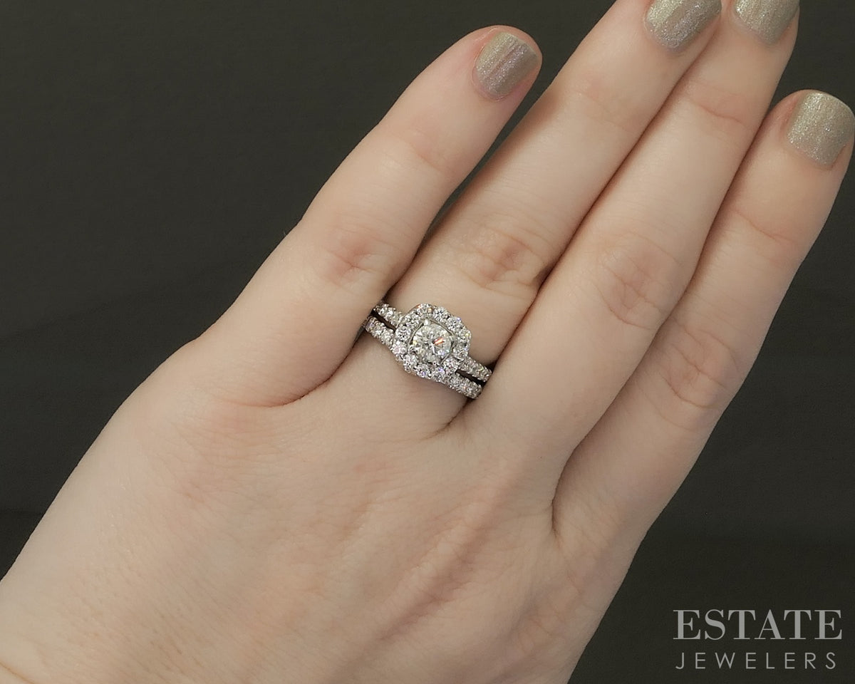 14k White Gold Round Natural 1.05ctw Diamond Neil Lane Wedding Set 6.2g p29688