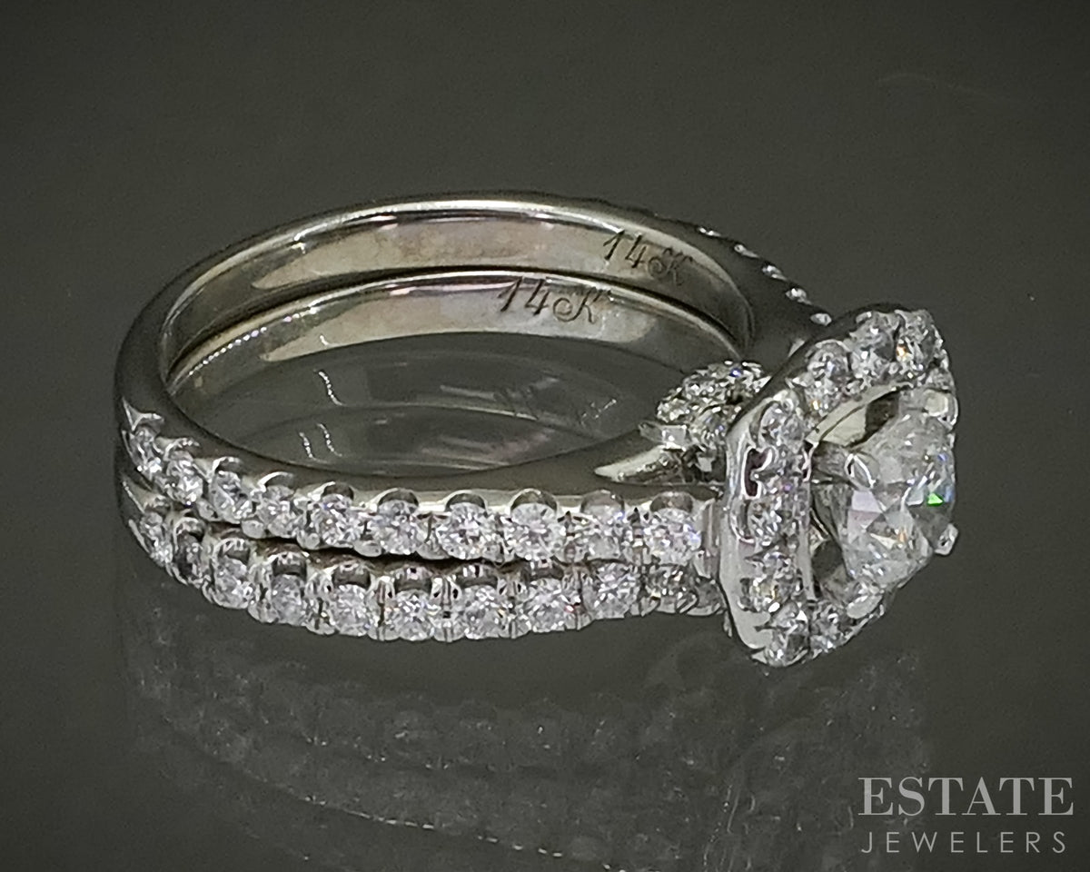 14k White Gold Round Natural 1.05ctw Diamond Neil Lane Wedding Set 6.2g p29688