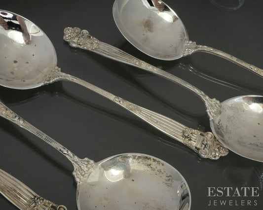 Antique Sterling Towle Georgian Cream Soup Spoon Set of 5 110g p30783