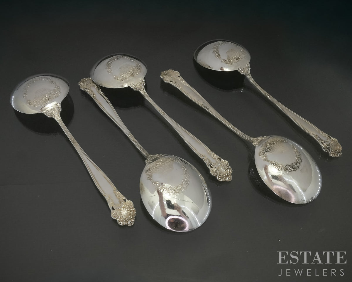 Antique Sterling Towle Georgian Cream Soup Spoon Set of 5 110g p30783