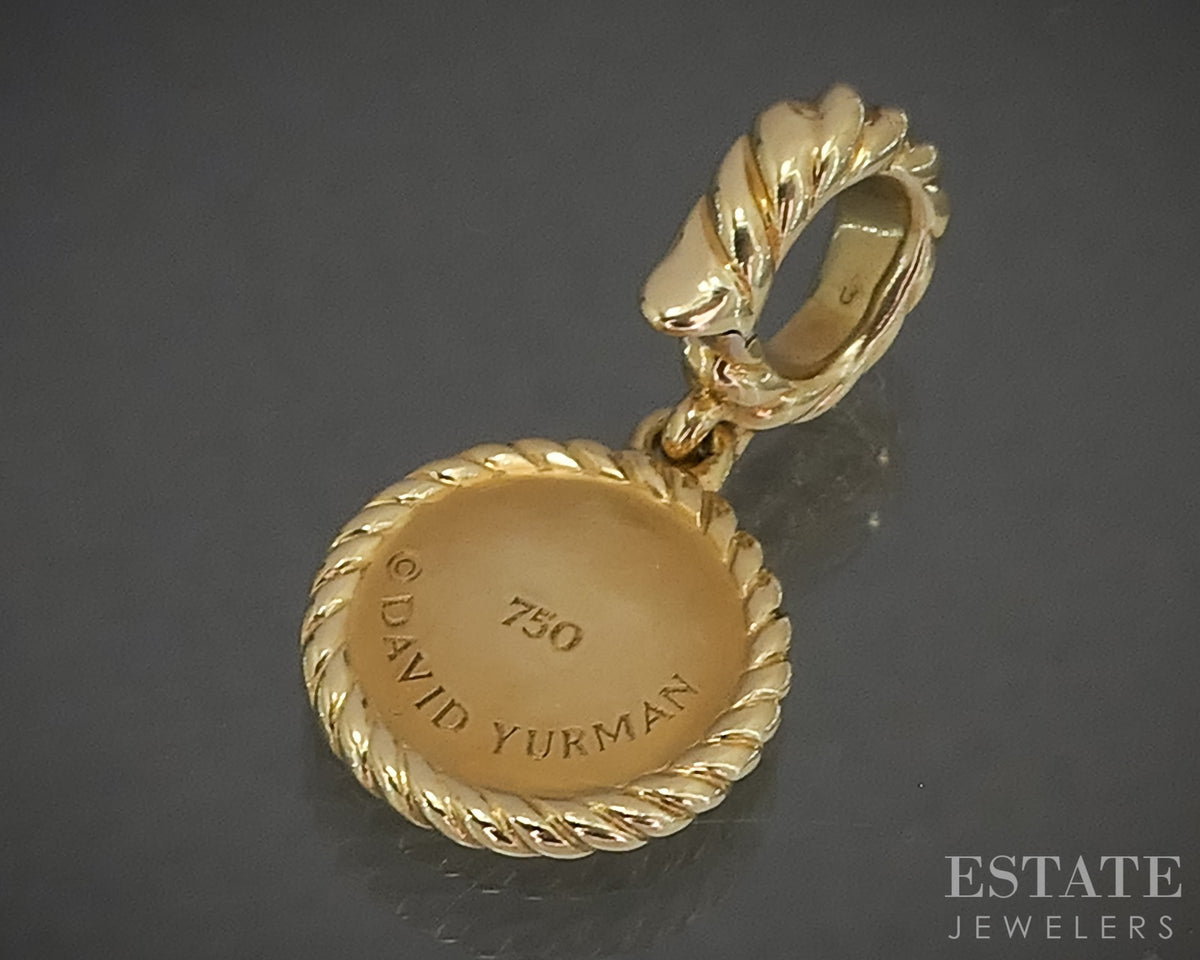 18k Yellow Gold David Yurman Emerald & Diamond Evil Eye Amulet Charm 2.5g p29437