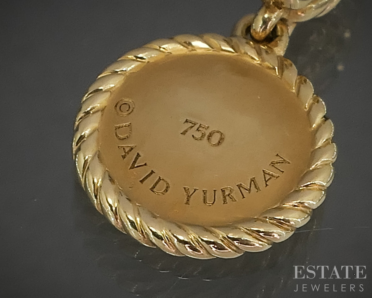 18k Yellow Gold David Yurman Emerald & Diamond Evil Eye Amulet Charm 2.5g p29437
