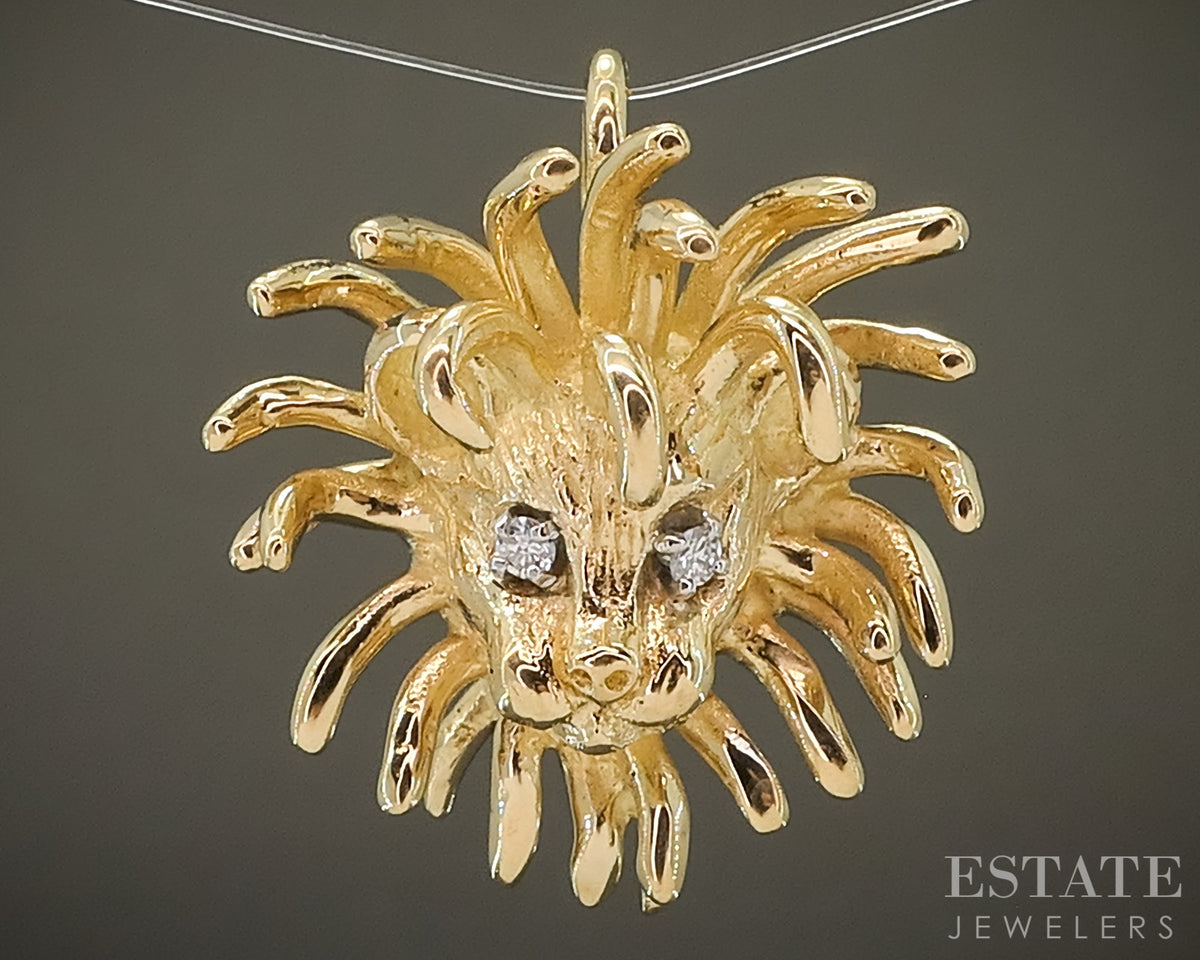 18k Yellow Gold Cartier Leo Lion Natural Diamond Pendant 8.7g p29779