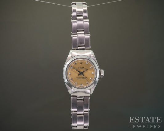 1960 Rolex Oyster Perpetual 6718 Stainless Diamond Dial 24mm Ladies Watch p28872